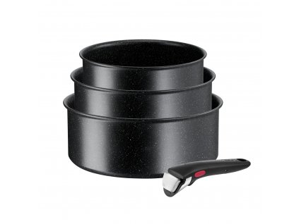 Batterie de cuisine INGENIO BLACK STONE L3998902, set de 4, noir, aluminium, Tefal