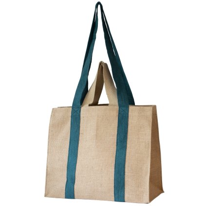 Sac shopper NBA210 41 cm, beige/vert, coton, Pebbly