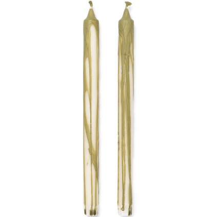 Bougie chandelle DRYP 30 cm, set de 2 pc, olive vert, ferme LIVING