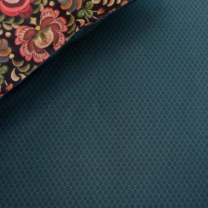 Drap housse simple MILLE LEAVES 90 x 200 cm, foncé bleu, percale de coton, Pip Stu