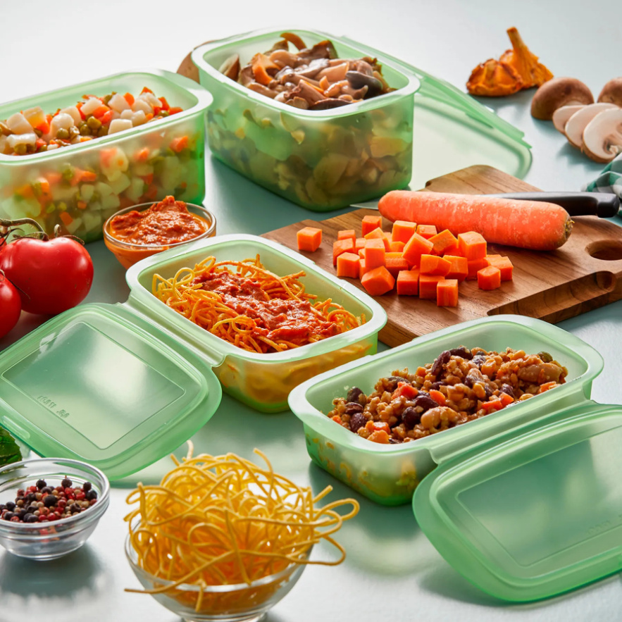 Boîte de conservation pour aliments REUSE ET REDUCE, set de 3 pc, vert, silicone, Lékué