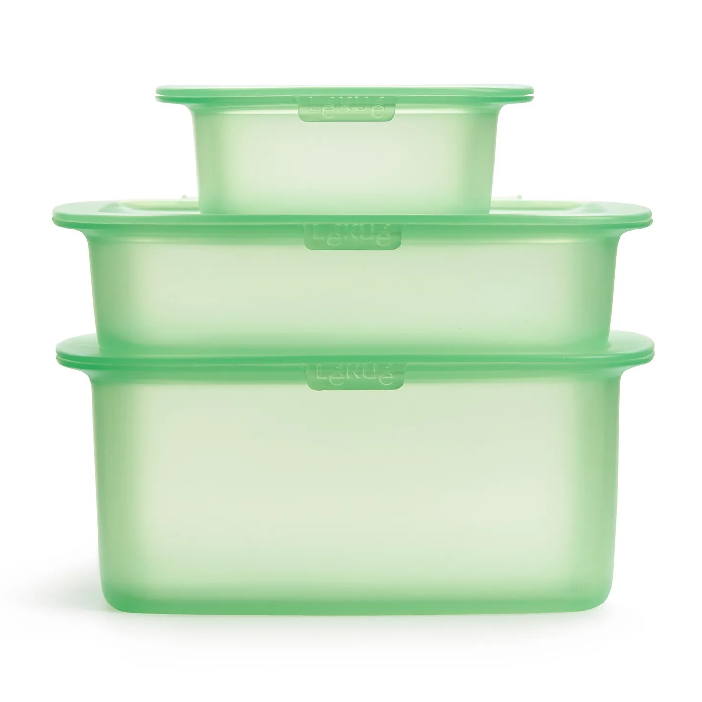 Boîte de conservation pour aliments REUSE ET REDUCE, set de 3 pc, vert, silicone, Lékué