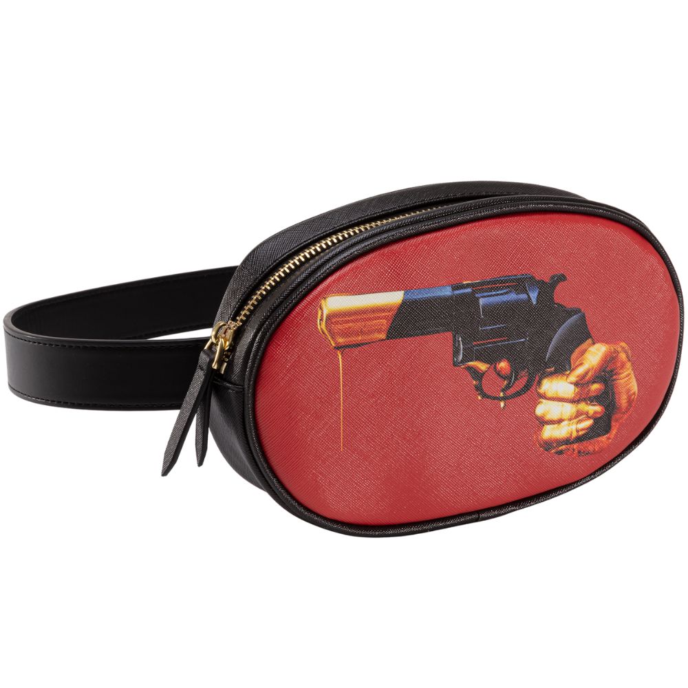 Sacoche banane TOILETPAPER REVOLVER 19 x 12 cm, noir, Seletti