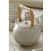 Théière 1,2 l, avec manche en bois, crème mat, Bitz