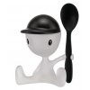 Coquetier CICO, avec cuillère, noir/blanc, Alessi