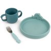 Set de vaisselle pour enfants PEEKABOO, 3 pièces, bleu, silicone, Done by Deer