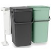 Poubelle encastrable SORT & GO 2 x 16 l, gris/vert, Brabantia