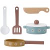 Jouet set de cuisine BAHOZ, 5 pièces, bleu, bois, Bloomingville
