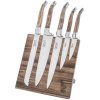 Set de couteaux, 6 pièces avec support magnétique LUXURY, bois d'olivier, Laguiole