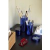 Porte stylo POP L, set de 2 pc, bleu, verre, Hübsch