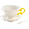 Tasse à thé avec soucoupe et cuillère I-WARES jaune, Seletti
