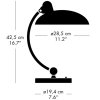 Lampe de table KAISER IDELL 42 cm, noir, Fritz Hansen