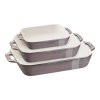 Plat à four, set de 3, gris, céramique, Staub