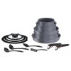 Batterie de cuisine INGENIO NATURAL FORCE L3969372, set de 14, gris, aluminium, Tefal