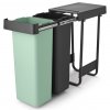 Poubelle encastrable SORT & GO 2x 30 l, gris foncé / vert jade, plast, Brabantia