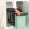 Poubelle encastrable SORT & GO 2x 15 l, gris foncé / vert jade, plast, Brabantia