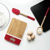 Spatule de cuisine NBA138 28 cm, silicone / bambou, rouge, Pebbly