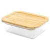 Boîte de conservation pour aliments PKV-009 1 l, verre / bambou, Pebbly