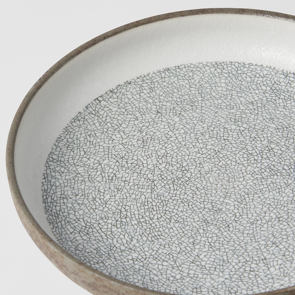Πιάτο γλυκού CRAZED GREY, 22 cm, με ψηλό τοίχωμα, MIJ