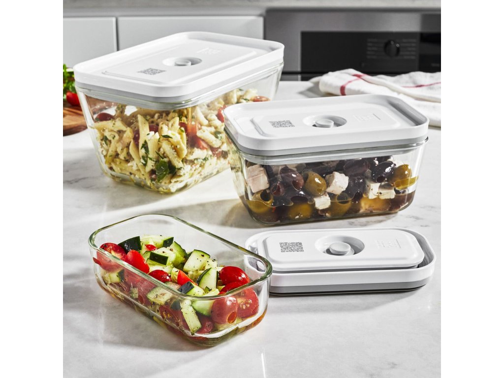 Δοχεία κενού τροφίμων FRESH & SAVE, σετ 3 τεμαχίων, σε λευκό, από γυαλί, Zwilling