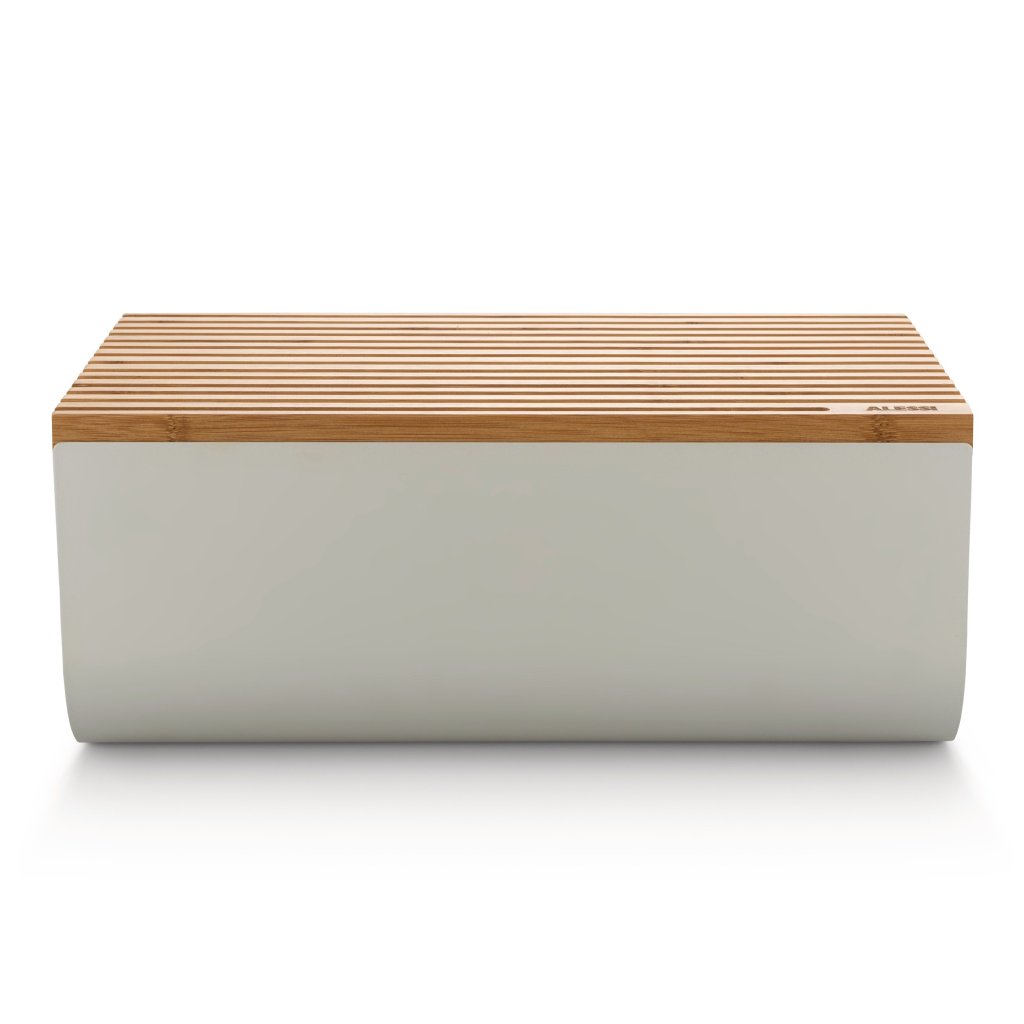 Ψωμιέρα με επιφάνεια κοπής MATTINA 34 cm, γκρι, ατσάλι / μπαμπού, Alessi