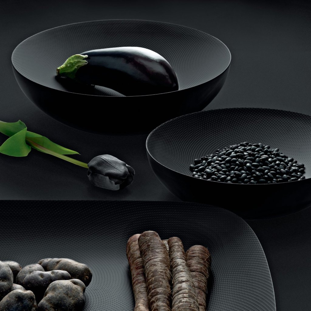 218879 1 misa na ovoce double 32 cm cerna ocel epoxidova pryskyrice alessi