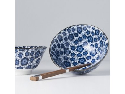 Μπολ φαγητού BLUE PLUM, σετ 2 τεμαχίων, 500 ml, με chopsticks, MIJ