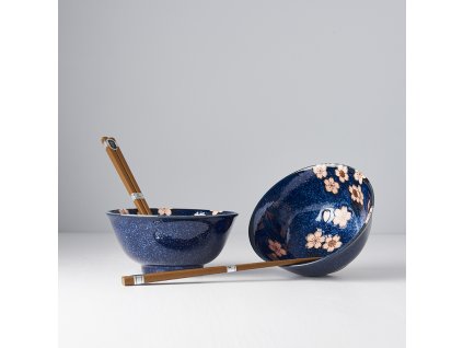 Μπολ φαγητού PINK SAKURA, σετ 2 τεμαχίων, 500 ml, με chopsticks, MIJ