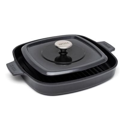 Σχαροτήγανο IRON IND, 28 cm, με καπάκι, γκρι, WOLL
