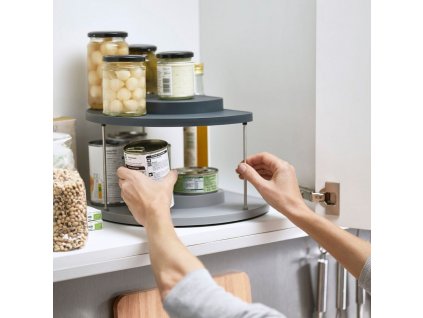 Θήκη οργάνωσης ντουλαπιού κουζίνας CUPBOARDSTORE 85196, γκρι, 2 επιπέδων, περιστρεφόμενη, Joseph Joseph
