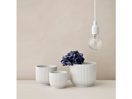 Γλάστρα, 14 cm, σε λευκό, από πορσελάνη, Lyngby