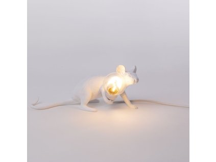 Επιτραπέζια λάμπα MOUSE LIE DOWN, 8 cm, με υποδοχή USB, σε λευκό, Seletti