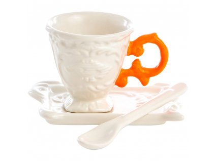 Φλιτζάνι καφέ με πιατάκι και κουτάλι I-WARES, πορτοκαλί, Seletti