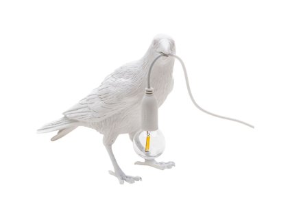 Επιτραπέζια λάμπα BIRD WAITING, 33 cm, σε λευκό, Seletti