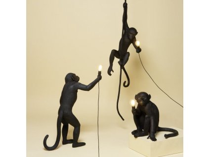 Κρεμαστό φωτιστικό οροφής HANGING MONKEY 76,5 cm, με σχοινί, μαύρο, Seletti