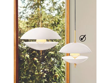 Κρεμαστό φωτιστικό οροφής CLAM, 44 cm, λευκό/ορείχαλκος, Fritz Hansen