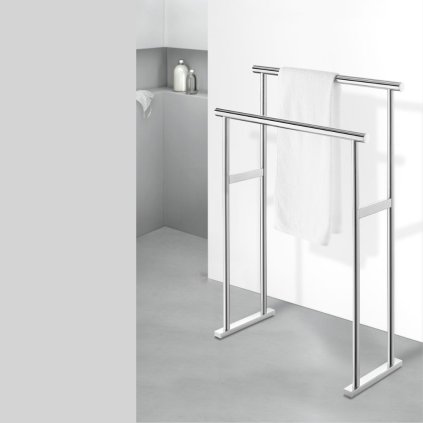 Επιδαπέδια κρεμάστρα πετσέτας SCALA 80 x 60 cm, διπλή, ματ, ανοξείδωτο ατσάλι, Zack