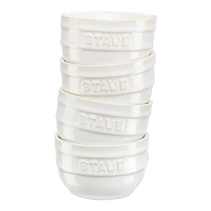 Φόρμα ψησίματος ramekin 9 cm, σετ 4 τεμαχίων, σε απόχρωση ιβουάρ, κεραμική, Staub