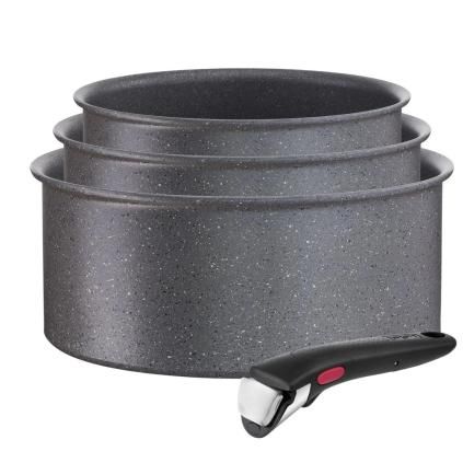 Σετ μαγειρικών σκευών INGENIO NATURAL FORCE L3969002, σετ 4 τμχ, γκρι, αλουμίνιο, Tefal