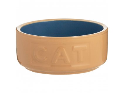 Μπολ για τροφή γάτας PETWARE CANE 13 cm, κανέλα/μπλε, πήλινο, Mason Cash