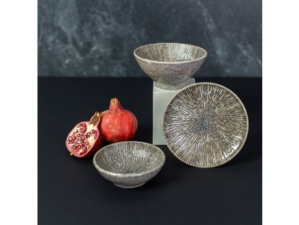 Πλατώ σερβιρίσματος για μεζέδες KIZAMI 17 cm, γκρι, κεραμικό, MIJ