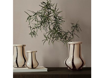 Βάζο RIBAN 24 cm, μπεζ, γυαλί, σταθερό LIVING