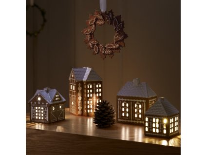 Βάση ρεσώ GINGERBREAD CHRISTMAS STABLE 11,5 cm, καφέ, ψαμμίτης, Kähler
