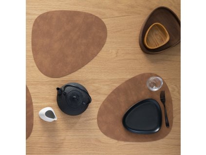 Σουπλά CURVE NUPO 37 x 44 cm, διπλής όψης, τρούφα / παλιό ροζ, δέρμα, LIND DNA
