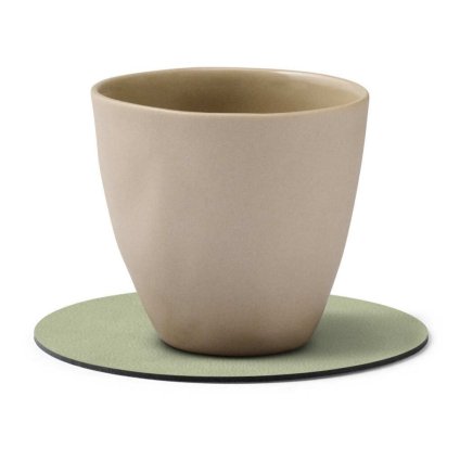 Σουβέρ CIRCLE NUPO 10 cm, ελιά πράσινο, δέρμα, LIND DNA