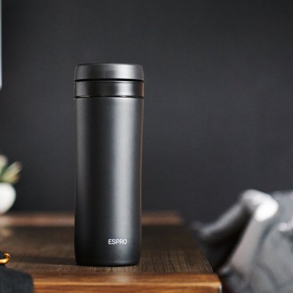 Χειροκίνητη καφετιέρα γαλλικού καφέ TRAVEL PRESS P1 350 ml, μαύρο, ανοξείδωτο ατσάλι, Espro