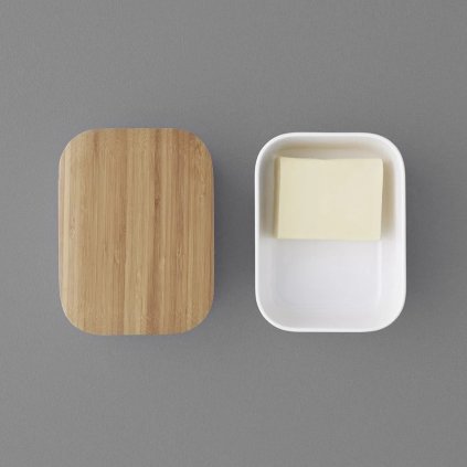 Δοχείο για βούτυρο BOX-IT 15 cm, λευκό, πλαστικό / μπαμπού, RIG-TIG