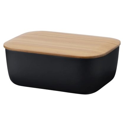 Δοχείο για βούτυρο BOX-IT 15 cm, μαύρο, πλαστικό / μπαμπού, RIG-TIG