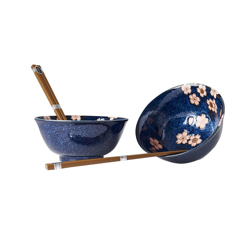 Μπολ φαγητού PINK SAKURA, σετ 2 τεμαχίων, 500 ml, με chopsticks, MIJ