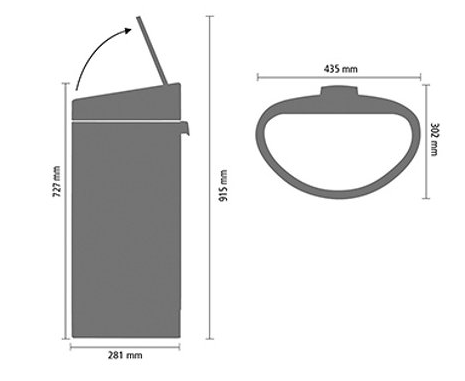 Κάδος με καπάκι αφής TOUCH BIN NEW, 40 l, σε ματ πλατίνα, Brabantia